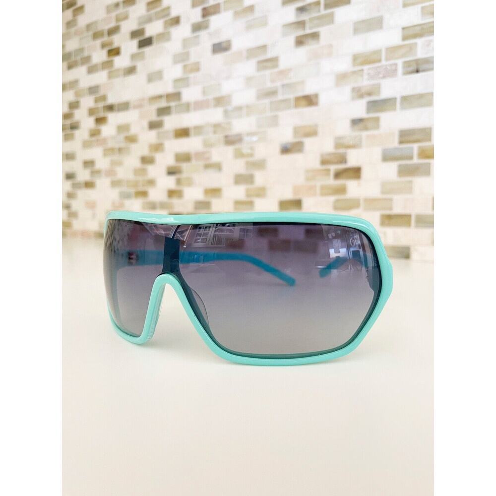 Stussy Mint Green Shield Sunglasses with Gradient Smoke Lenses